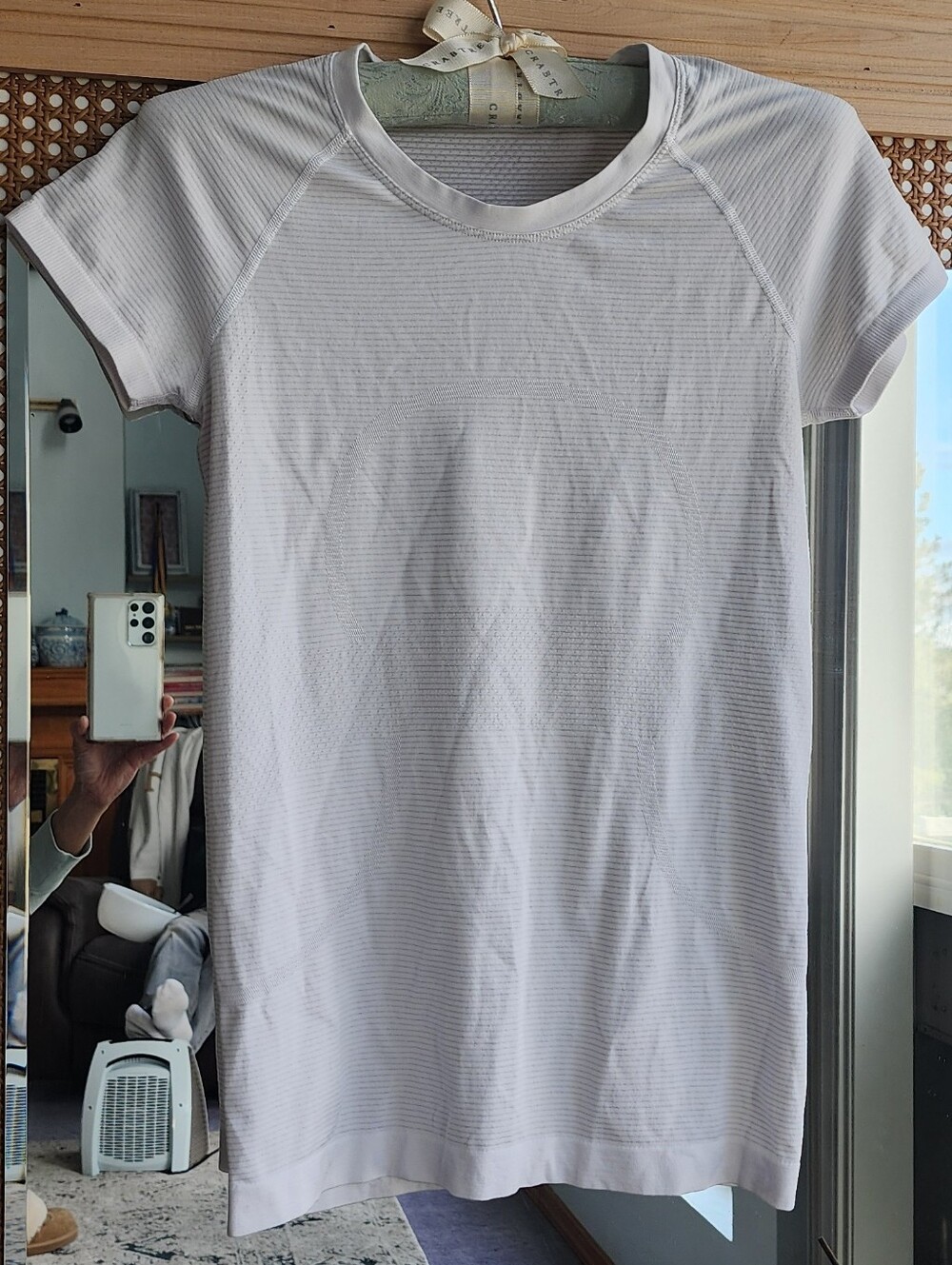 lululemon athletica light gray crew neck athletic tee